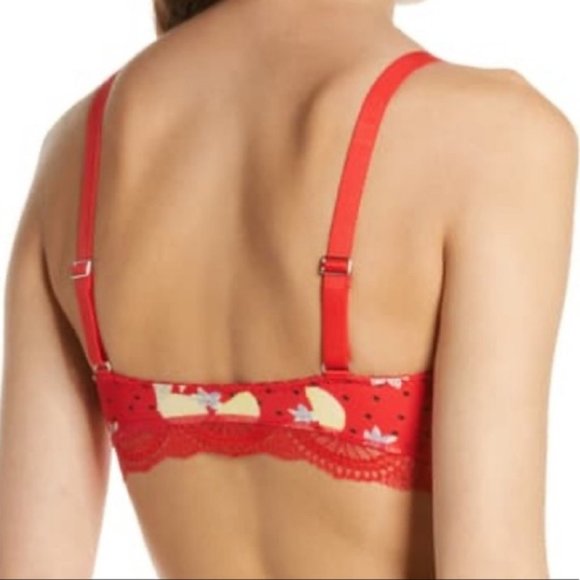 Free People Mari Printed Bralette Cherry Combo L - Picture 2 of 8